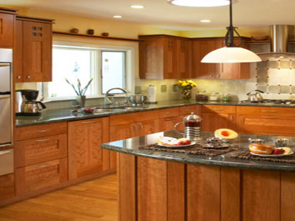 Opulent luxury kitchen countertop with natural stone look
